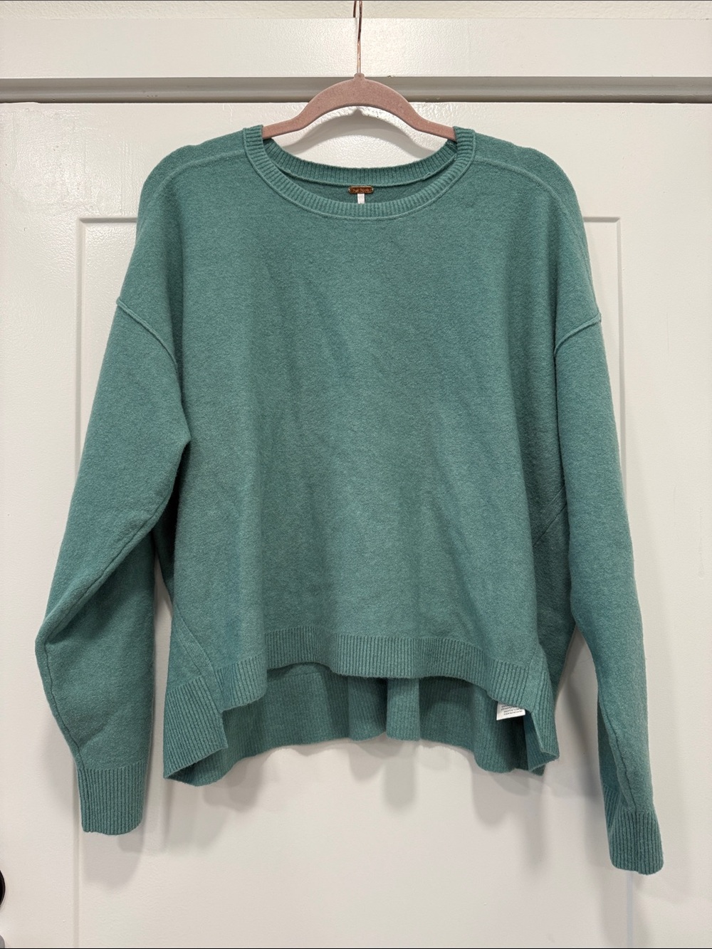 Free People Relaxed Crewneck pullover Sweater in Teal Green medium